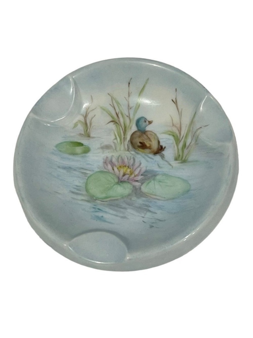 Hand Painted Duck Lilly Pad Porcelain Soap Dish Mary D Sabin Cottage Shabby Chic
